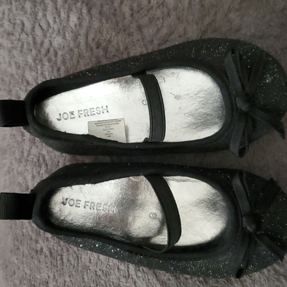 Sz 6, black sparkle ballet flats, toddler, Joe Fresh EUC $8